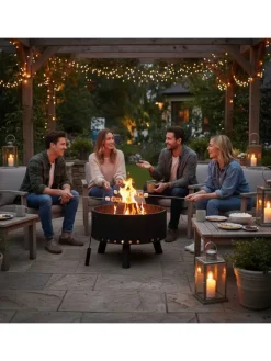 relaxdays Grillen<Feuerschale in Schwarz - Ø 58,5 cm