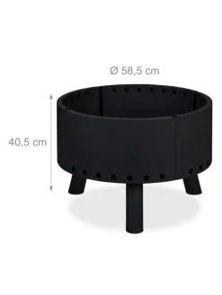 relaxdays Grillen<Feuerschale in Schwarz - Ø 58,5 cm