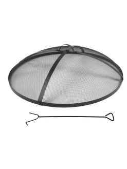 relaxdays Grillen<Feuerschalen-Funkenschutz in Schwarz - Ø 80 cm