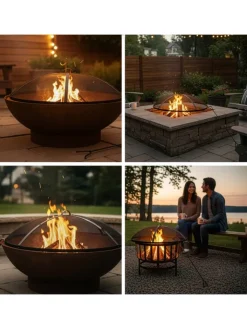 relaxdays Grillen<Feuerschalen-Funkenschutz in Schwarz - Ø 80 cm