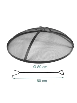 relaxdays Grillen<Feuerschalen-Funkenschutz in Schwarz - Ø 80 cm