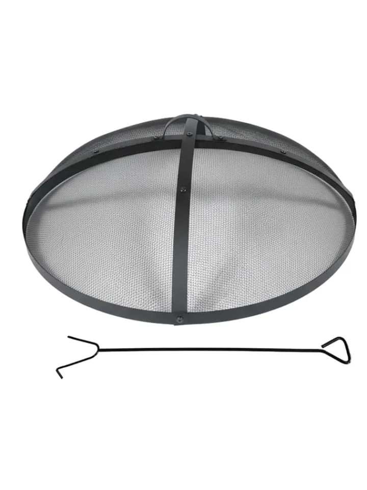 relaxdays Grillen<Feuerschalen-Funkenschutz in Schwarz - Ø 70 cm