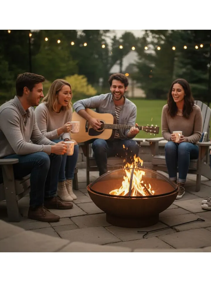 relaxdays Grillen<Feuerschalen-Funkenschutz in Schwarz - Ø 70 cm
