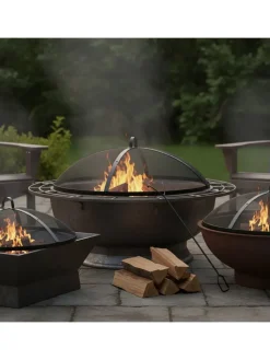 relaxdays Grillen<Feuerschalen-Funkenschutz in Schwarz - Ø 70 cm