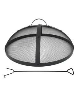 relaxdays Grillen<Feuerschalen-Funkenschutz in Schwarz - Ø 60 cm