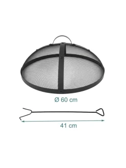 relaxdays Grillen<Feuerschalen-Funkenschutz in Schwarz - Ø 60 cm