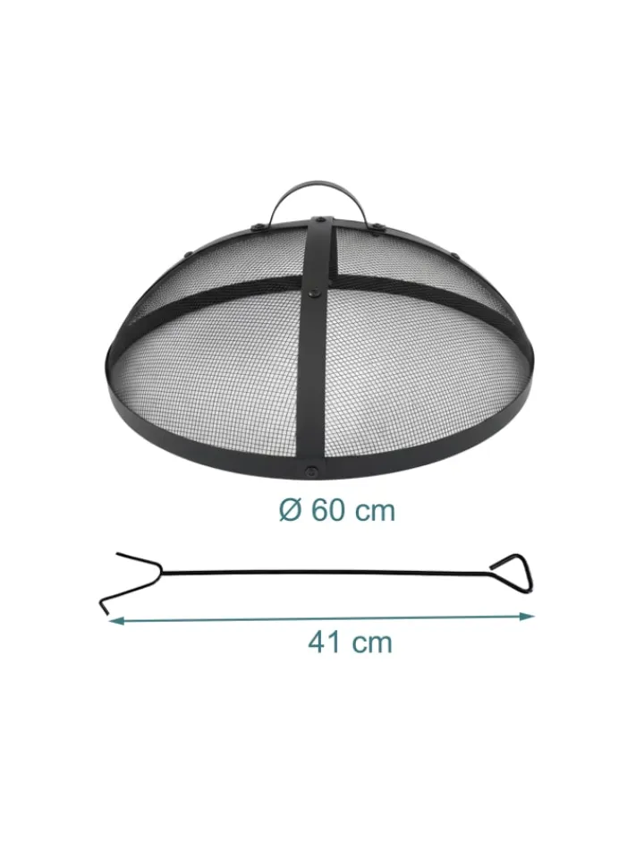 relaxdays Grillen<Feuerschalen-Funkenschutz in Schwarz - Ø 60 cm