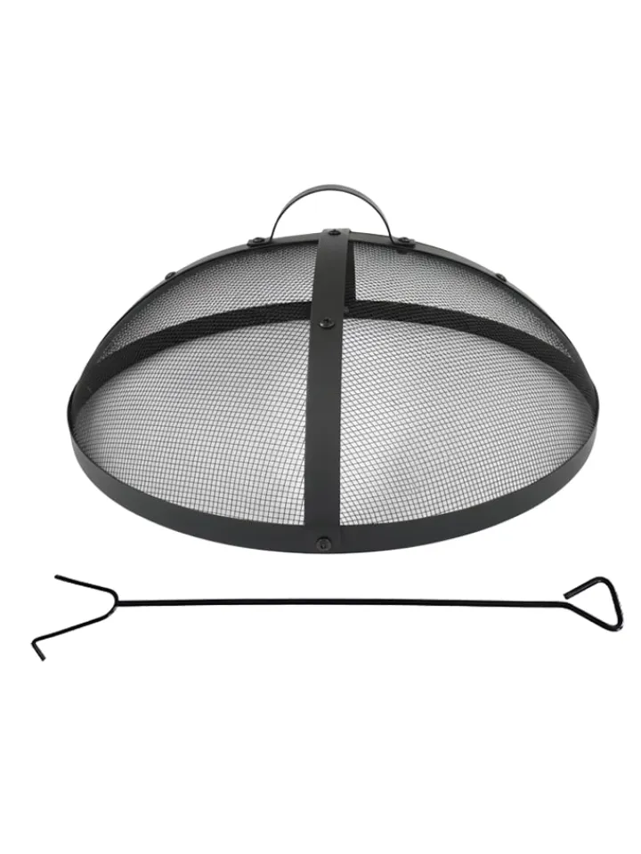 relaxdays Grillen<Feuerschalen-Funkenschutz in Schwarz - Ø 50 cm