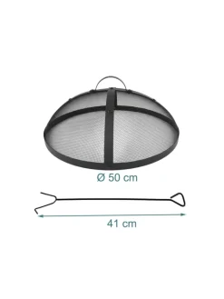relaxdays Grillen<Feuerschalen-Funkenschutz in Schwarz - Ø 50 cm
