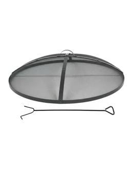relaxdays Grillen<Feuerschalen-Funkenschutz in Schwarz - Ø 90 cm