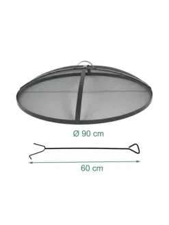 relaxdays Grillen<Feuerschalen-Funkenschutz in Schwarz - Ø 90 cm