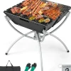 COSTWAY Grillen<Feuerstelle Campinggrill 3in1 45x45x49cm in Schwarz