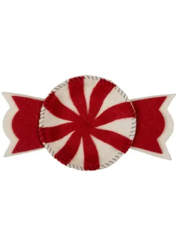 Clayre & Eef Dekoschalen<Filz-Dekoschale "Bonbon" in Rot/ Weiß - (L)30 x (B)18 cm