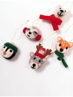 folia PAPER Kreativbedarf & Do-It-Yourself<Filzkugeln "Winter Animals" in Rot/ Grau - 5 Stück