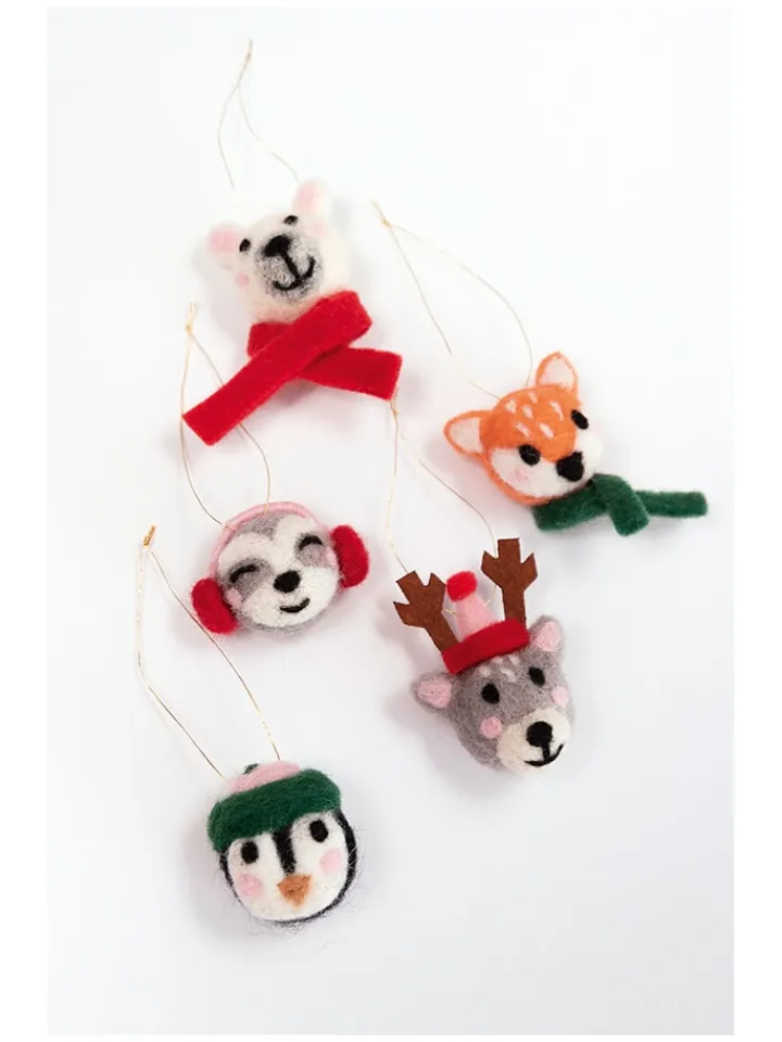folia PAPER Kreativbedarf & Do-It-Yourself<Filzkugeln "Winter Animals" in Rot/ Grau - 5 Stück