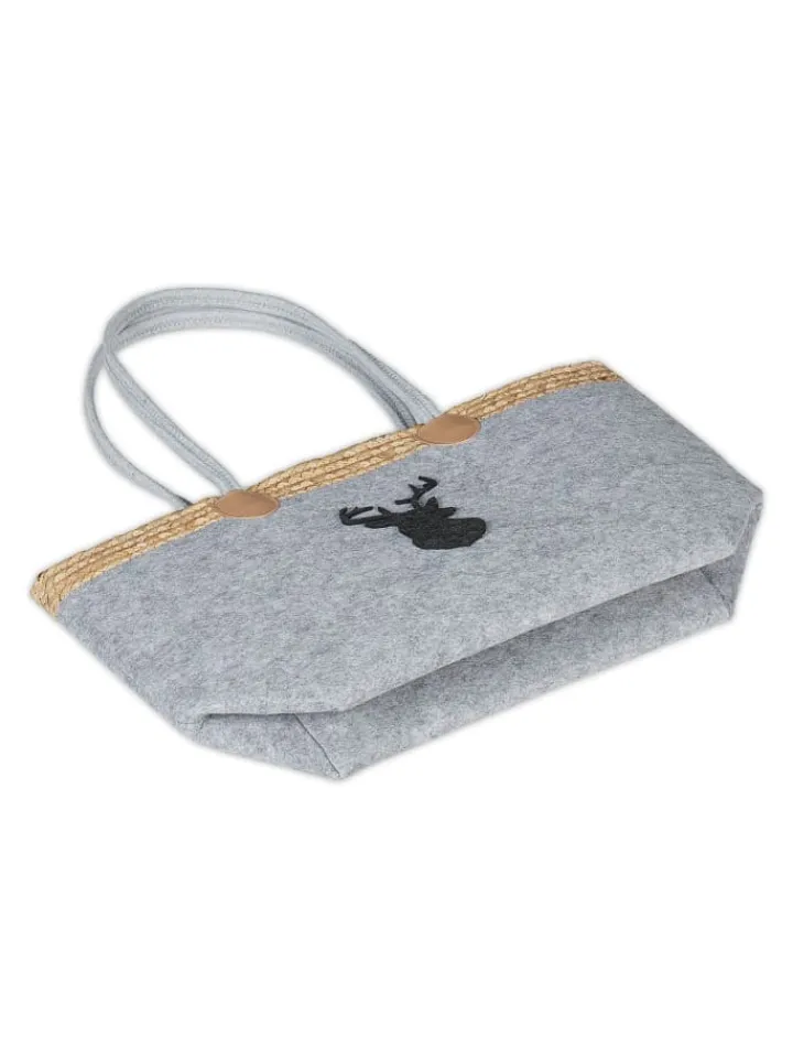 relaxdays Einkaufstaschen & -Trolleys<Filztasche "Hirsch" in Grau