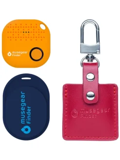musegear Smarthome & Wetterstationen<Finder Mini dunkelblau, Finder 2 orange, Finder 2 in Ledertasche Bordeaux