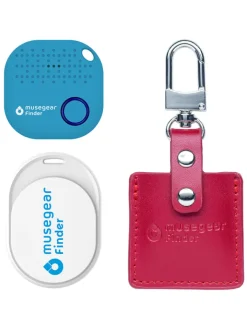 musegear Smarthome & Wetterstationen<Finder Mini weiß, Finder 2 hellblau, Finder 2 in Ledertasche Bordeaux