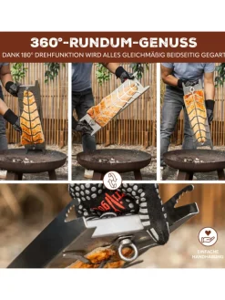 eluno Grillen<Flammlachshalter 2er Set aus Edelstahl, ca. 16 x 60 x 4 cm (B/H/T)