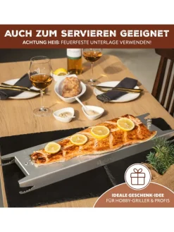 eluno Grillen<Flammlachshalter 2er Set aus Edelstahl, ca. 16 x 60 x 4 cm (B/H/T)