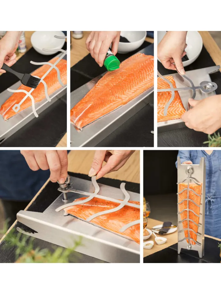 eluno Grillen<Flammlachshalter 2er Set aus Edelstahl, ca. 16 x 60 x 4 cm (B/H/T)