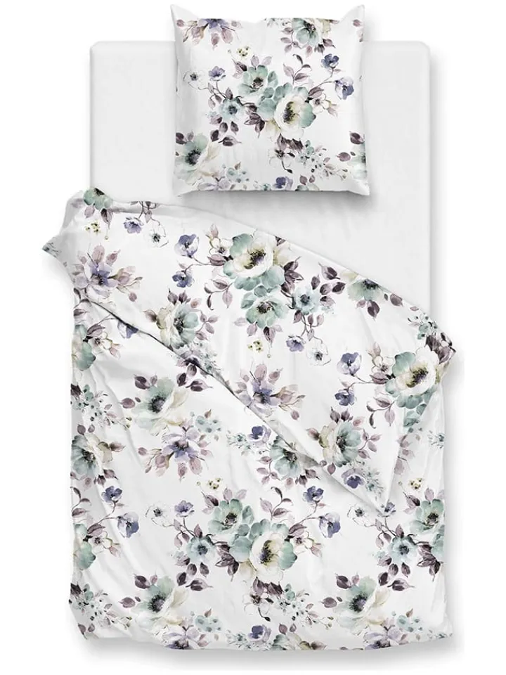 HNL Bettwäsche & Bettwaren<Flanell-Bettwäsche-Set "Celia" in Weiß/ MInt