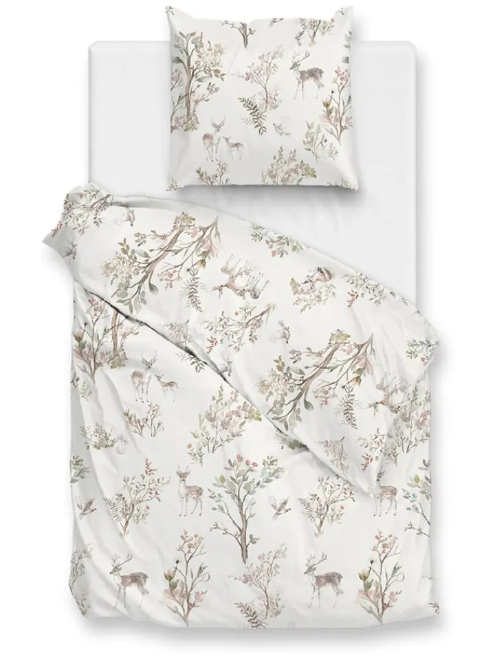 Zo!Home Bettwäsche & Bettwaren<Flanell-Bettwäsche-Set ''Hazel'' in Creme/ Hellbraun