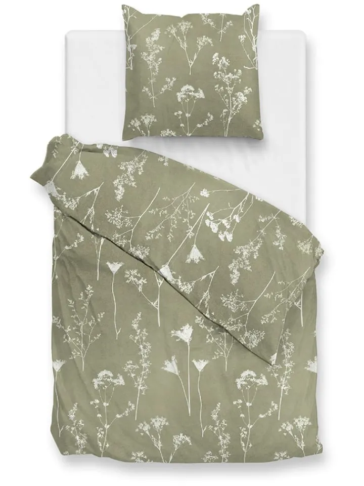 Heckett Lane Bettwäsche & Bettwaren<Flanell-Bettwäsche-Set ''Yarrow'' in Grün