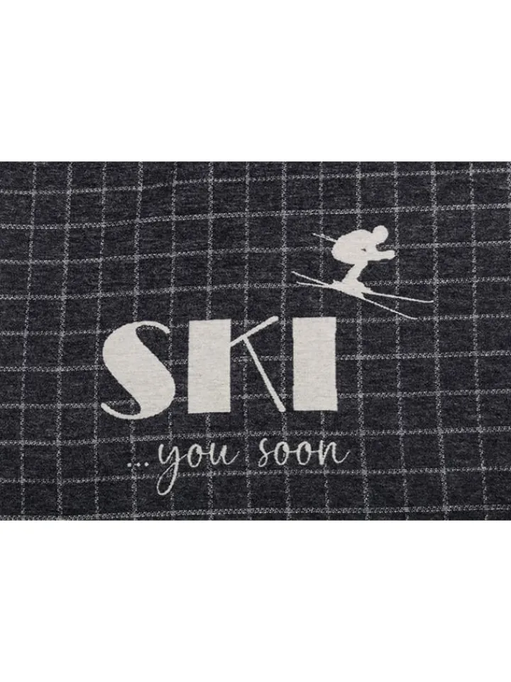 David Fussenegger Wohndecken & Plaids<Flanelldecke "Silvretta - Ski You Soon" in Anthrazit