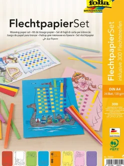 folia PAPER Kreativbedarf & Do-It-Yourself<Flechtpapier-Set in Bunt - 24 Blatt - A4