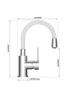 Eisl Badarmaturen<FLEXO Waschtischarmatur, Chrom/Weiß, mit flexiblem Auslauf