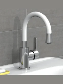Eisl Badarmaturen<FLEXO Waschtischarmatur, Chrom/Weiß, mit flexiblem Auslauf