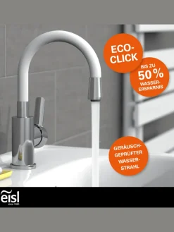 Eisl Badarmaturen<FLEXO Waschtischarmatur, Chrom/Weiß, mit flexiblem Auslauf