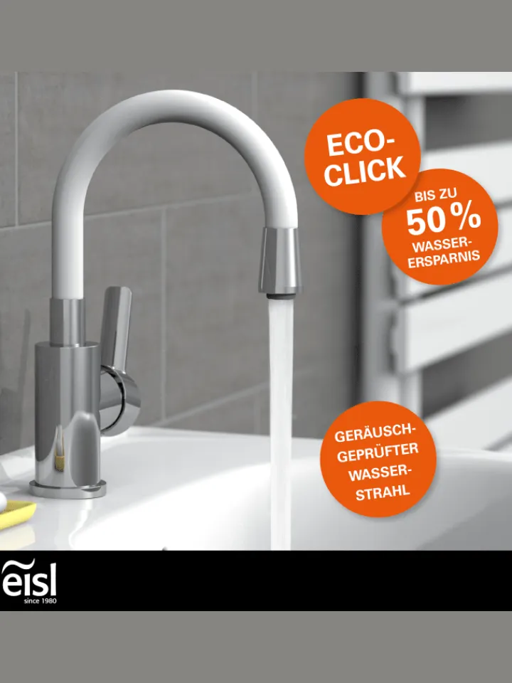 Eisl Badarmaturen<FLEXO Waschtischarmatur, Chrom/Weiß, mit flexiblem Auslauf