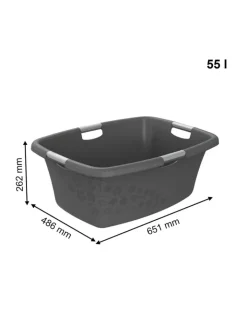 Rotho Wäschekörbe & -Ständer<Flowers Wäschewanne 50l mit 4 Griffen, Kunststoff (PP) in Anthrazit