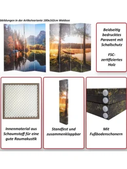 MCW Paravents<Foto-Paravent mit Schallschutz L55, 180x122cm Waldsee