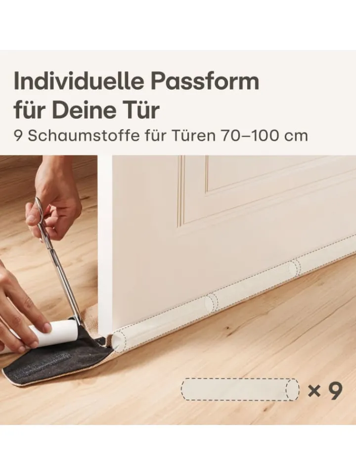 Praknu Tür- & Zugluftstopper<für Türen 70-100cm Waschbarer Stoff - Energiesparend - Stoff - Beige