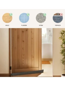 Praknu Tür- & Zugluftstopper<für Türen 70-100cm Waschbarer Stoff - Energiesparend - Stoff - Grau