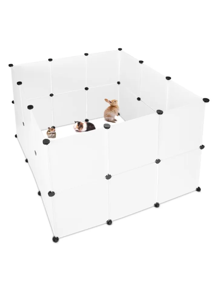 relaxdays Kleintiere<Freilaufgehege in Weiß - (B)110 x (H)92 x (T)110 cm