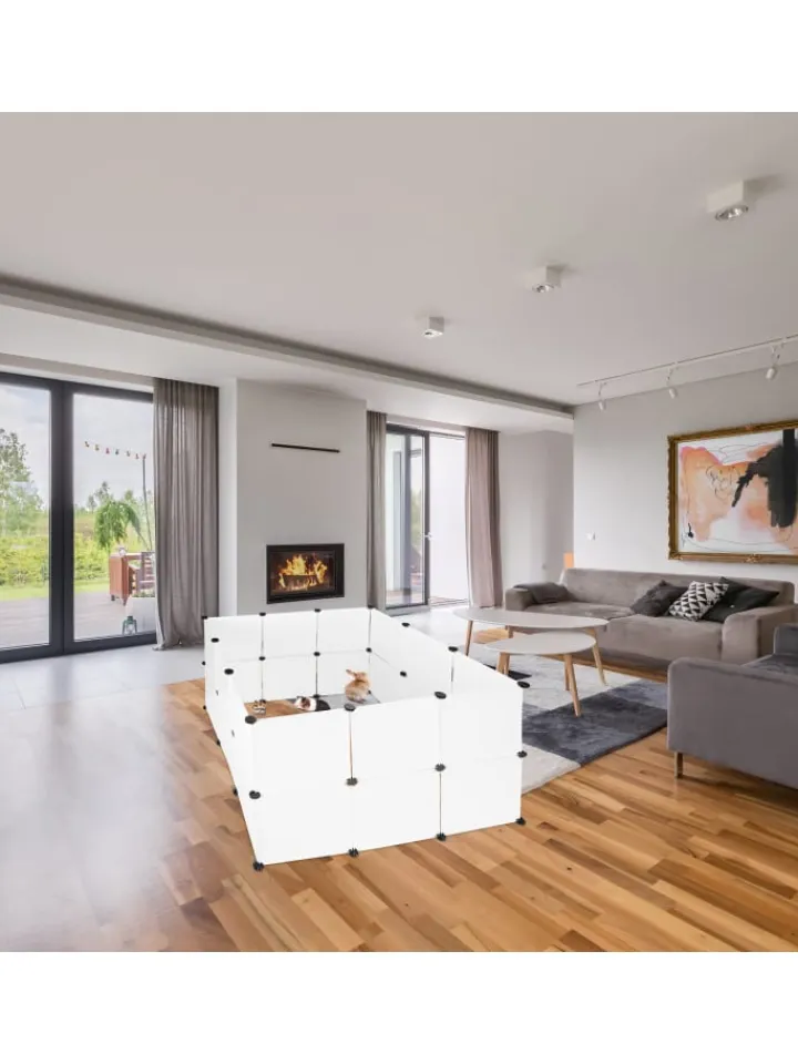 relaxdays Kleintiere<Freilaufgehege in Weiß - (B)110 x (H)92 x (T)110 cm