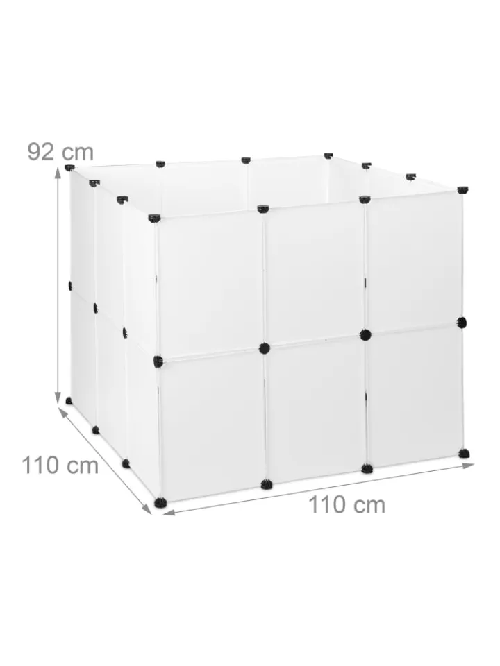 relaxdays Kleintiere<Freilaufgehege in Weiß - (B)110 x (H)92 x (T)110 cm