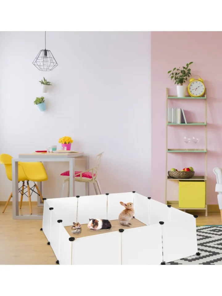 relaxdays Kleintiere<Freilaufgehege in Weiß - (B)110 x (H)92 x (T)110 cm