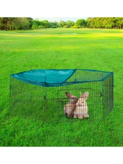 relaxdays Kleintiere<Freilaufgehege mit Netz-Abdeckung in Grün - Ø 110 cm