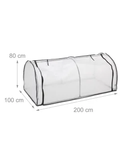 relaxdays Pflanzen & Zubehör<Frühbeet in Weiß/ Schwarz - (B)100 x (H)80 x (T)200 cm