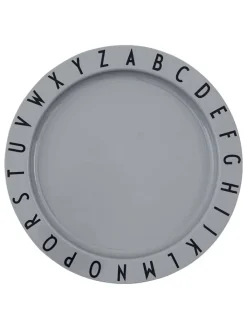 Design Letters Gedeckter Tisch<Frühstücksteller "Eat & Learn" in Grau - Ø 20 cm