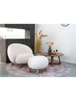 House Nordic Sitzmöbel<Fußstütze "Savona" in Weiß/ Hellbraun - (B)50 x (H)37 x (T)60 cm