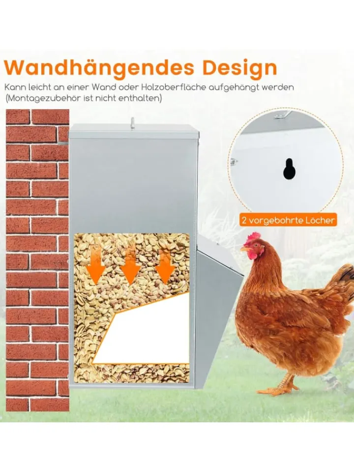 COSTWAY Vögel<Futterautomat 35x35x54,5cm in Silber