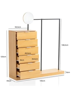 KADIMA DESIGN Garderoben<Garderobe Eiche-Dekor 145x165x40 cm Flurgarderobe Modern,