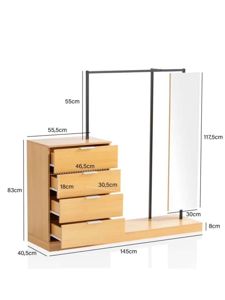 KADIMA DESIGN Garderoben<Garderobe Eiche-Dekor 145x138x40,5 cm Flurgarderobe Modern,