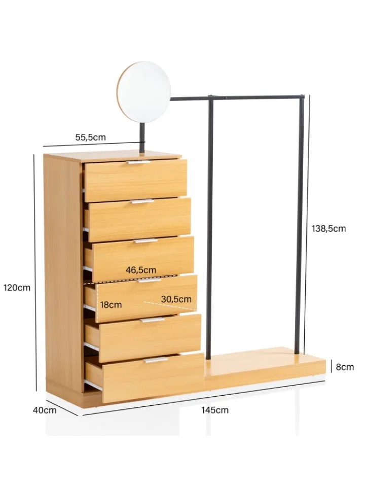 FineBuy Garderoben<Garderobe "FB100016" in Braun /